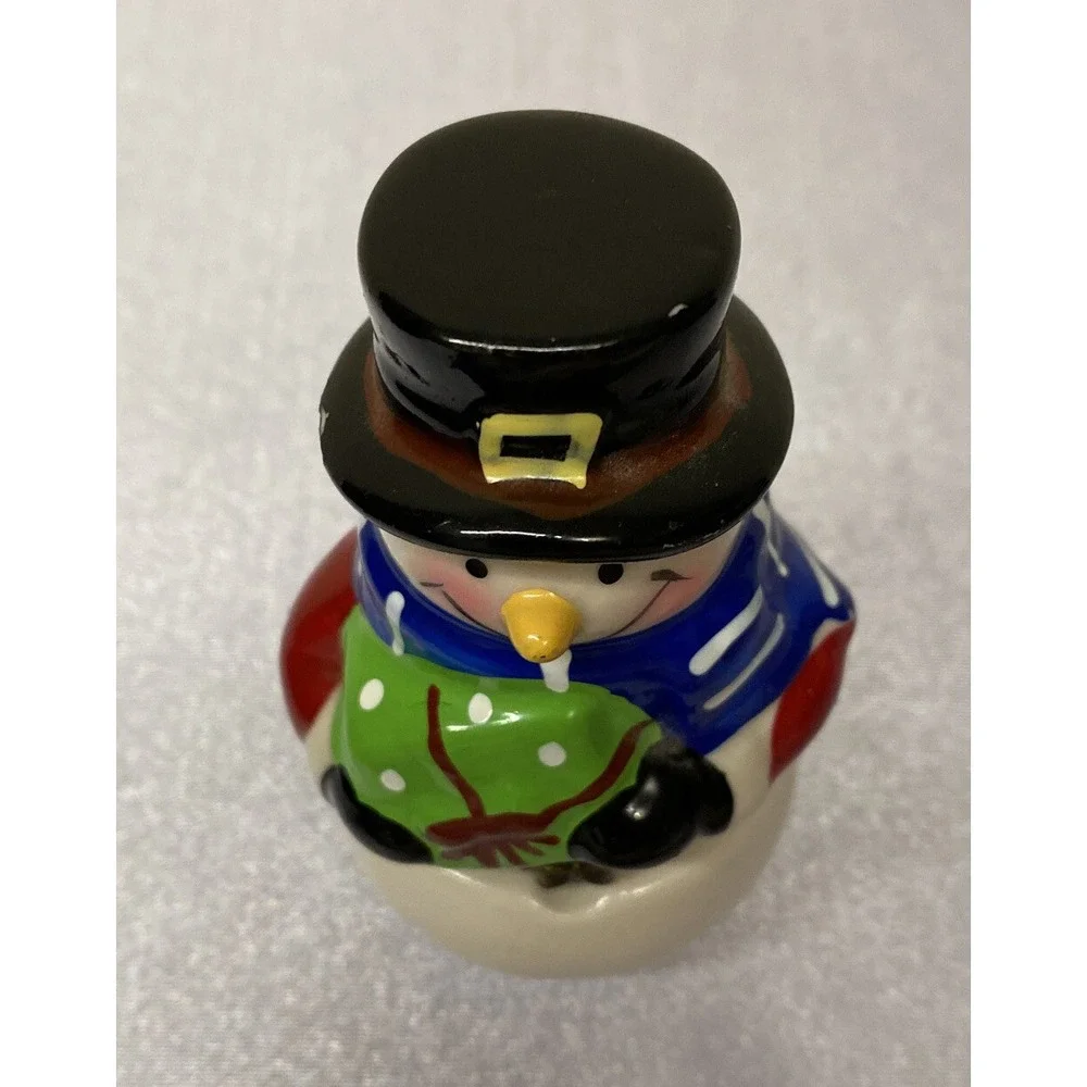 Christmas Porcelain Snowman Hinged Jewelry Trinket Box 4